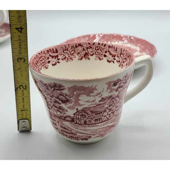 Vtg Grindley Red Staffordshire England Cups & Saucers Set of 6. English Country - Picture 13 of 14